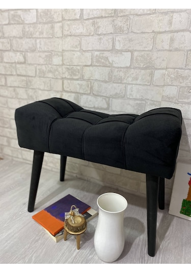 puf , siyah ,puf  ahşap  ayak çima dikiş spor modern tasarım şık