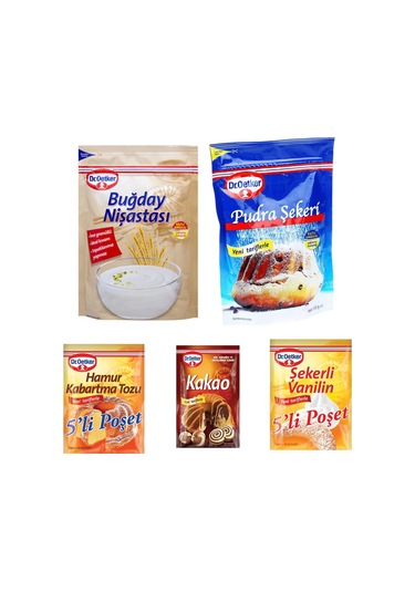 Dr. Oetker Kurabiye Malzeme Paketi -1 Buğday Nişastası + Pudra Şekeri + Vanilya + Kakao + Kabartma Tozu