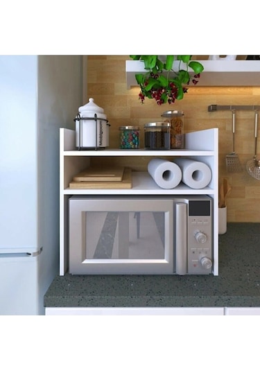Beyaz Tezgah Üstü Raf - Fırın, Mıkrodalga Organızer Düzenleyici