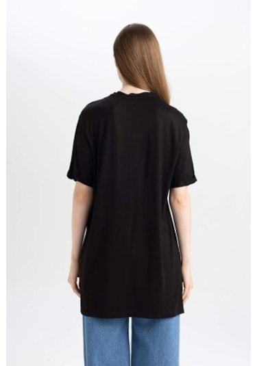 Defacto Regular Fit Kısa Kollu 2li Basic Tişört Tunik D5479axnsbk21 Siyah