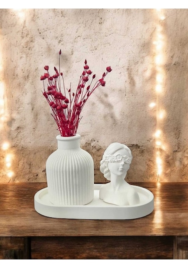 Bernami Mumluk Şamdanpinterest Kadın Figürlü Vazo Seti & Dekoratif Obje & Tabak & Roller Vazo Diğer