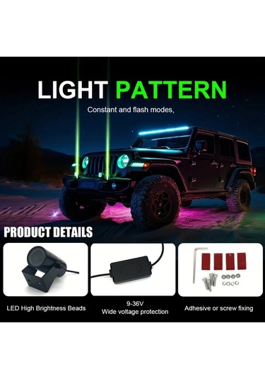 Xuweiwei 1pc Green 3 Inç Led Kamçı Araç Işıkları Utv Atv Rzr Sxs Can Am Off Road Araçlar İçin