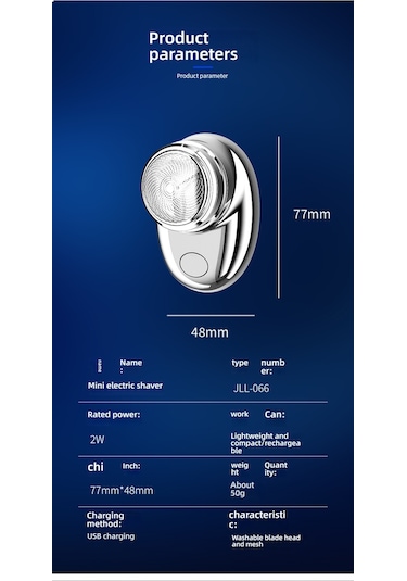 Mini Elektrikli Tıraş Makinesi, Taşınabilir, Su Geçirmez Mavi1