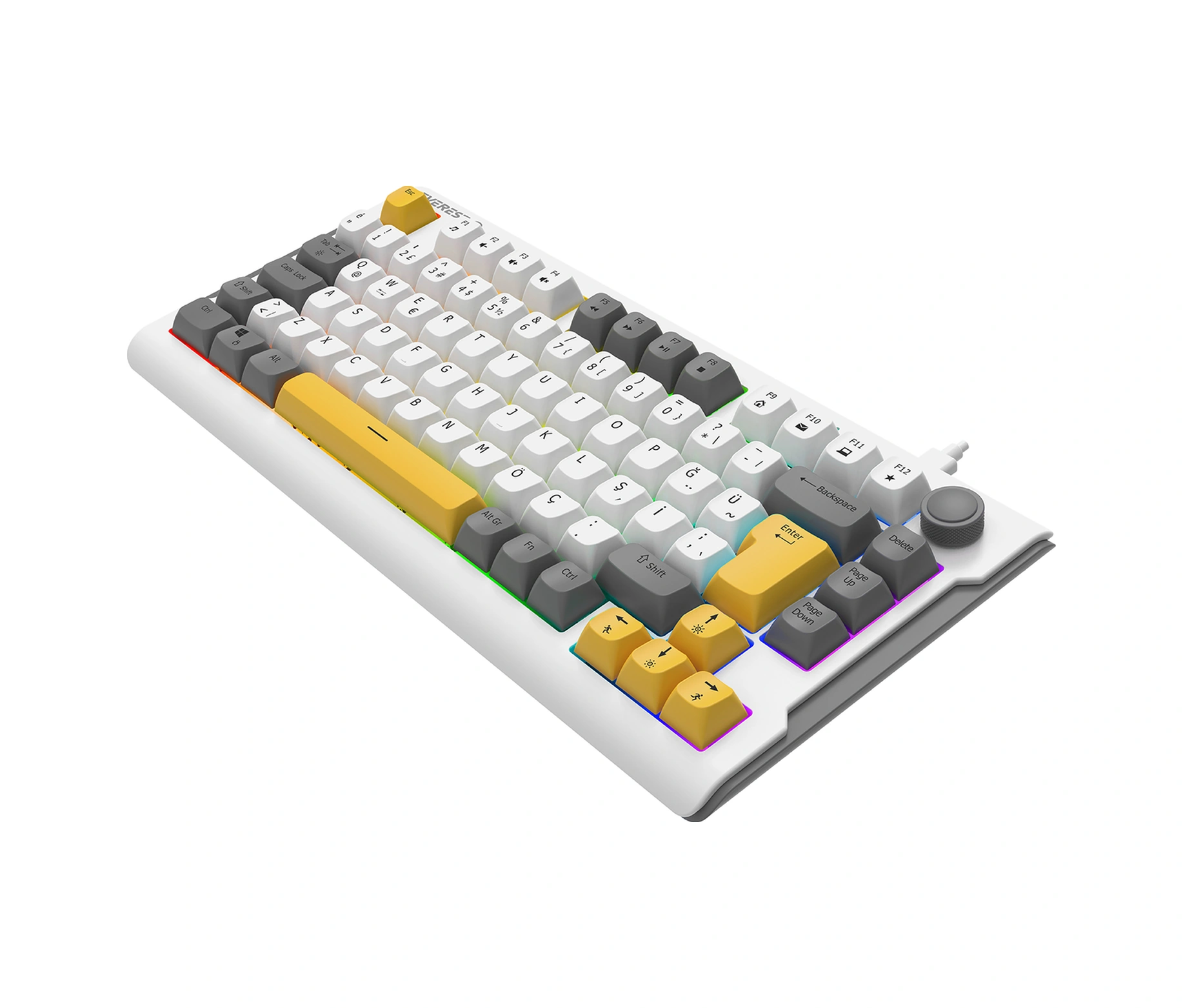 Everest Kb-75 Smooth Beyaz/gri/sarı Rgb Q Membrane Oyuncu Klavyesi