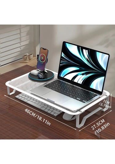 Willowhaven 1 Adet Beyaz Ayarlanabilir Laptop Soğutucu Standı - Yükseklik Ayarlı Masaüstü Düzenleyici