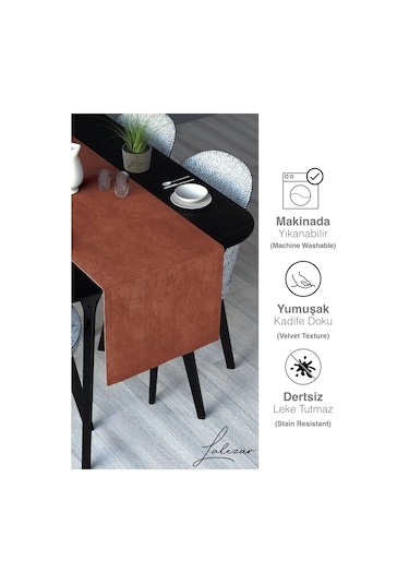 Kadife Efektli Kiremit Rengi Aura Serisi Runner 40 X 140 Kiremit