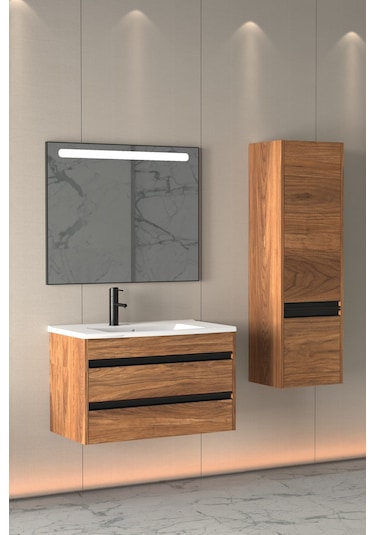 Levante 85 Cm Beyaz Lavabolu Banyo Dolabi (Boy Dolap Dahil) Çok Renkli