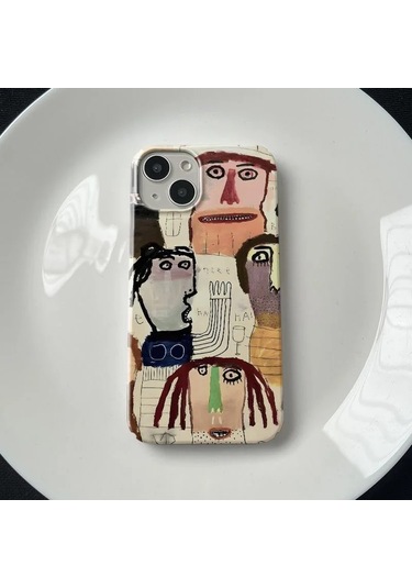 Mınıso  Soyut Graffiti Sanat Telefon Kılıfı Iphone 16 15 14 13 12 11 Pro Max X Xs Xr Xs Max 7 8 İçin Parlak Film Sert Pc Kapak Suni Deri Bej Turkcell T70 Bej