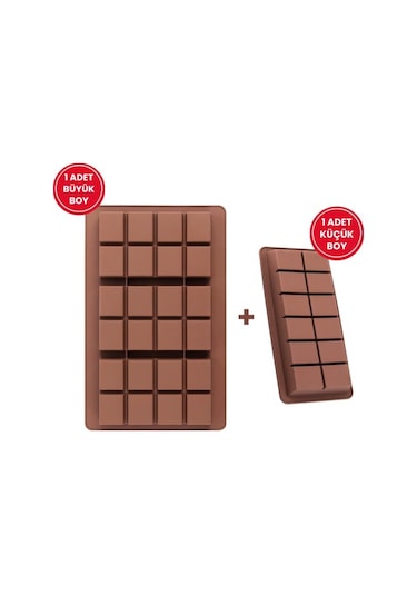Dubai Çikolatası Kalıbı Silikon Çikolata Kalıbı 1 Büyük 1 Küçük 2'li Set Kahverengi