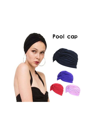 Koyu Mor Büyük Elastik Türban Kulak Koruyucu Banyo Unisex Yüzme Havuzu Şapkası Banyo Şapkası Yüzme Kapaklar Dalış Şapkası Koyu Mor