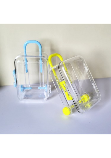 Kangvka Mini Valiz Desenli Masaüstü Organizer - Şeffaf Siyah 5x3.8x7.5cm - Küçük Aksesuar Ve Eşya Saklama Kutusu Çok Renkli