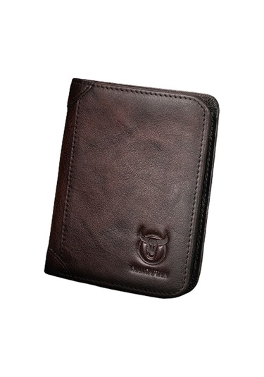 Hangfox Erkek Deri Cüzdan Rfıd Koruma Teknolojili Kahverengi Vintage Dikey Sürücü Ehliyeti Paralıksı Haki