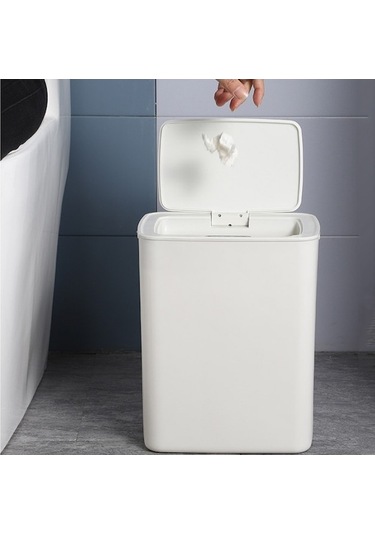 Rogfer Dudak Kaplı Ev Oturma Odası Mutfak Banyo Akıllı İndüksiyon Çöp Kovası İle Tam Otomatik, Stil: Şarjlı Tip Beyaz Beyaz