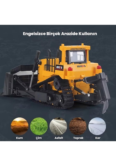 Huına 1554 1/16 Yüksek Kalite 11ch Rc Model Caterpillar Buldozer Paletli Metal Kepçe Kazıcı Uzaktan Kumandalı İş Makinesi -2.4g Sesli Ve Işıklı