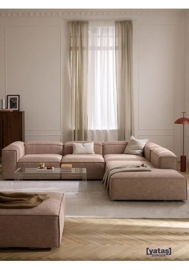 Most Mollis Pro 4 Modül Sağ Köşe Koltuk Takımı 09 Bej Keten Kumaş
