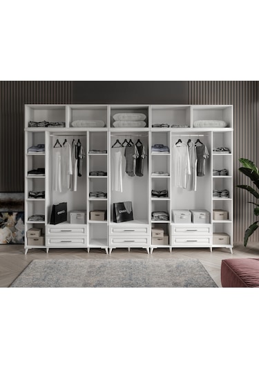 Gözde 10 Kapaklı Yüklüklü Komple Mdf Gardırop