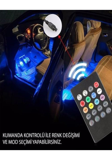 Eraks Car Accesorıes Ayak Altı Sese Duyarlı Usb Girişli 12 Led