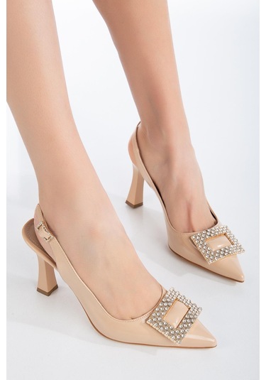 Clarice Kadın Sivri Yüksek Topuklu Rugan Stiletto Abiye Ayakkabı 001