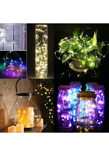 Geeksen 2 Metre Sarı Işık 20 Led Kopuru Tel Feneri - Taşınabilir, Ip65 Su Geçirmez Pil Yok Sarı