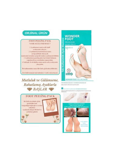 Ölü Deri Ve Çatlaklar Için Soyulabilen Ayak Peeling Maskesi 50ml Wonder Foot Peeling Mask 5x