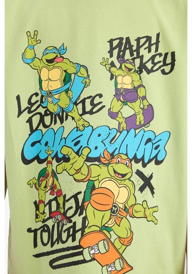 Defacto Erkek Çocuk Ninja Turtles-retro Pijama Takımı Kısa Kollu Üst Şort E6965a825hsgn597 Yeşil
