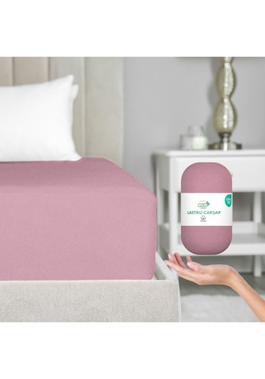 Home Eco Lastikli Çarşaf %100 Pamuk Tek / Çift Kişilik Ekonomik Serisi Oeko-tex Sertifikalı Pudra Pembe