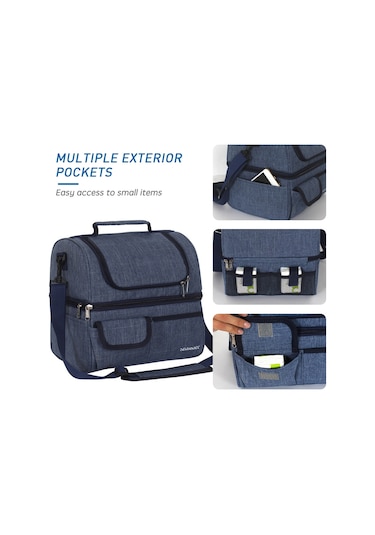 Symbee Mavi İki Bölmeli Isı Saklama Çantası - Leziz Yemeklerinizi Sağlıklı Taşıyan Sıcak Soğuk Ayırıcı Sandviç Çantası Çok Renkli