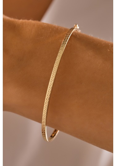 14 Ayar Altın Esli Model Kalemli Kelepçe Bilezik - Mmblk-33033 Sarı Altın