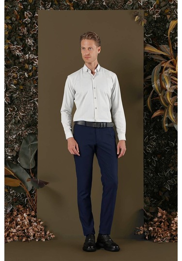 Gk 691 Slim Fit Mavi Klasik Gömlek Mavi