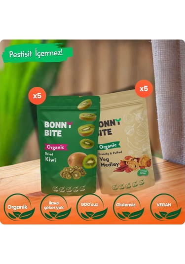 Organik Kurutulmuş Kivi & Çıtır Sebze Kapya Biber, Cherry Domates, Soğan 10'lu Paket Diğer