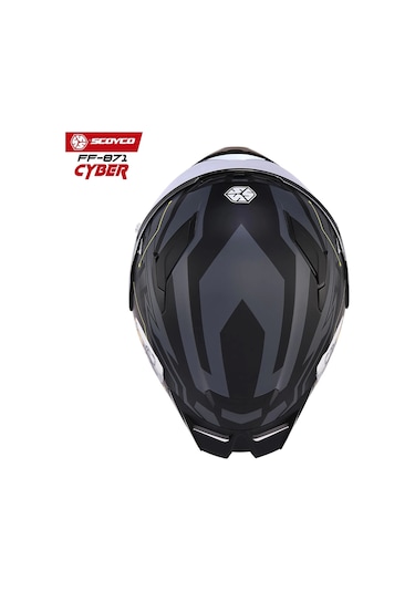 Gri Camlı + Scoyco Ff-871 Cyber Güneş Vizörlü Kapalı Kask Gri - Mat Siyah