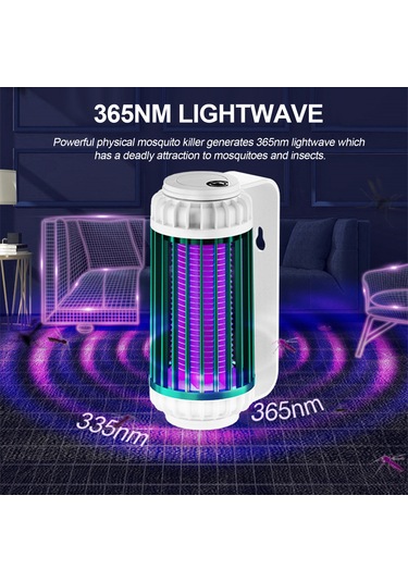 Springsun Usb Elektrikli Mosquito Öldürücü - 365nm Mor Işık Ve Nefes Simülasyonu İle Çok Yönlü Yakalama, Masüstü/duvar Montajlı Gri Model