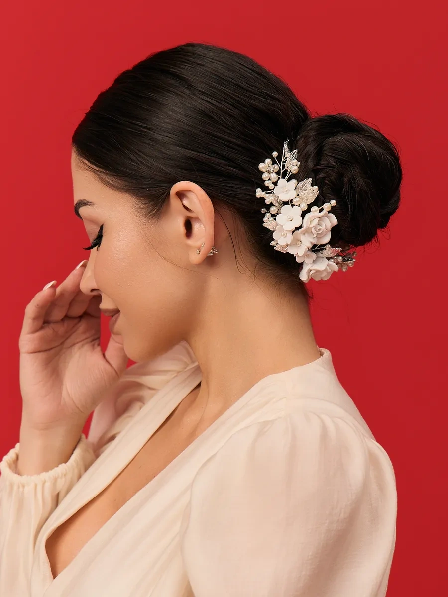 Bıjuteks Saç Taçları Düğün 91635896 Kırmızı-Beyaz