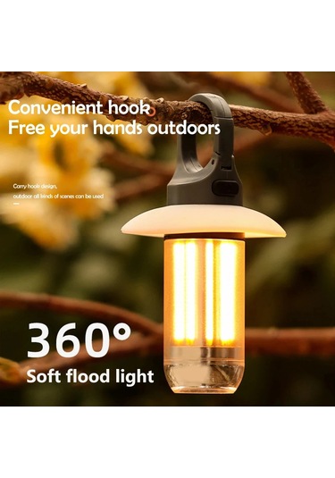 Led Şarj Edilebilir El Feneri Kamp Feneri 5 Mod Süper Parlak Beyaz - Gri