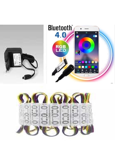Bluetooth Telefon Kontrol Müzik Rgb Modül Led 10 Adet Adaptör Hed