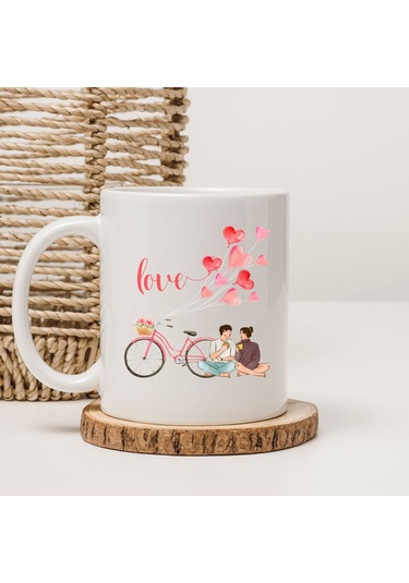 Love Baskılı Kupa Bardak Beyaz