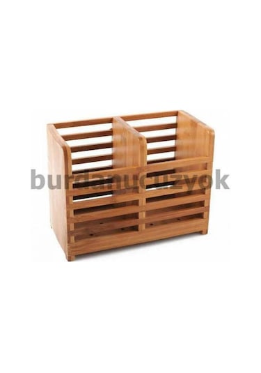 Bambu Kaşıklık Klasik Ahşaptan Hijyenik Çatal Kaşık Kabı Sepeti