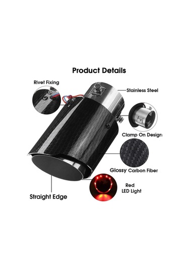 Boatshop1 Mavi Karbon Fiber Egzoz Ucu Kirmizi Mavi Led Isikli Paslanmaz Celik Egzoz Boru Modifikasyon