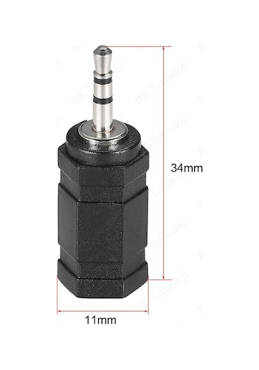 2.5mm Erkek - 3.5mm Dişi Konnektör Stereo Ses Adaptörü Dönüştürüc