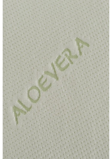 Rudu Aloevera Kılıflı Visco Visko Delikli Bütün Sünger Yastık 60x40x14 Cm 1330 Gr Omuz/boyun Destekli Beyaz - Yeşil