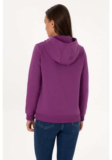 U.S. Polo Assn. Kadın Menekşe Şardonlu Kapüşonlu Basic Sweatshirt 50313566-VR037