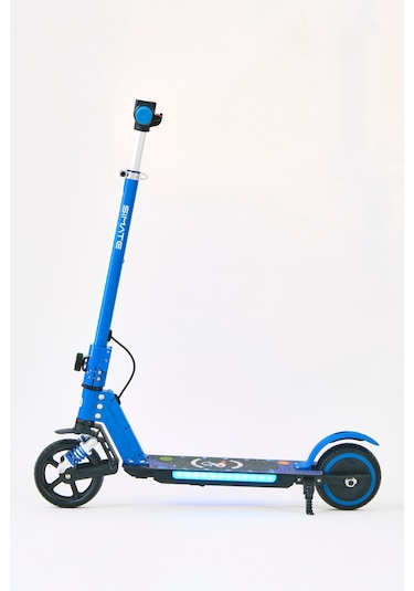 Elektrikli Çocuk Scooter 130w 3 Kademe Hız Ayarlanabilir Gidon Uzun Menzil Koruma Seti Hediye Mavi