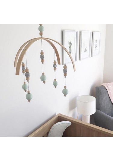 Suntek Çocuklar Beşik Mobil Çan Ahşap Rüzgar Chime Yeşil