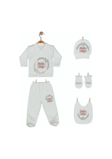 Pia Baby Gl 1908-05 İsme Özel Beşli Zıbın Set Krem