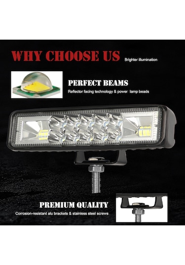 2 Adet 6 İnç Led Bölme Işık Çubuğu 60 W Led Çalışma K21064-2