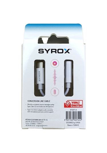 Syrox DT22T-A Konuşma Müzik Type-c To Aux Kulaklık Dönüştürücü