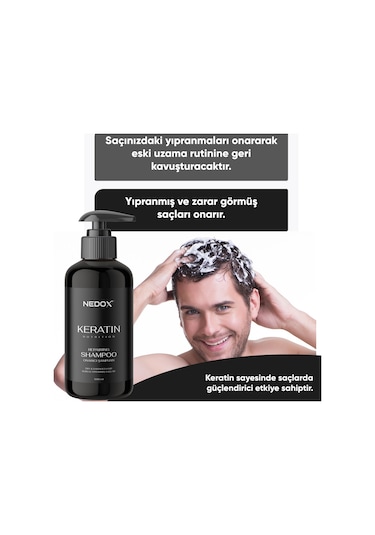 Nedox Yıpranmış Saçlar için Keratinli Saç Bakım Şampuanı 500 ML