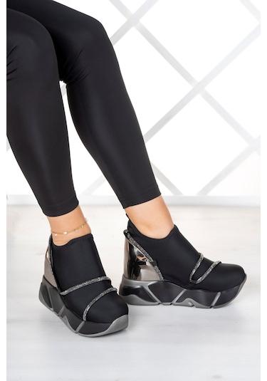 Erkan Saçmacı Barbara Platin Streç Gizli Dolgu Günlük Ayakkabı Platin