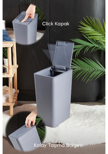 Perotti Taupe Kahverengi Molly 12 Litre Click Çöp Kovası Beyaz