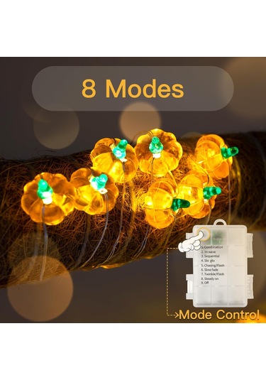 Pil İle Çalışan Balkabağı Işıkları, 16,4 Ft 50 Led Sonbahar Işıkları Dış Mekan Su Geçirmez, Turuncu Cadılar Bayramı Şükran Günü Işık Dizisi, İç Mekan Dekoru Çok Renkli